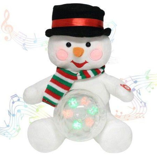 Christmas Reindeer Interactive Singing Animation Plush Animal Music Electric Stuffed Toy With Ball Childrens Gift (Snowman)