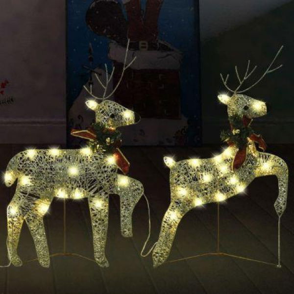 Christmas Reindeers 2 Pcs Gold 40 LEDs