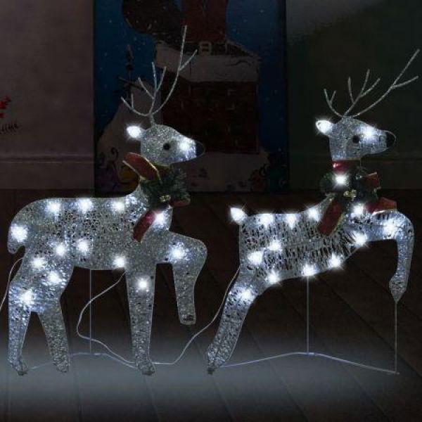 Christmas Reindeers 2 Pcs Silver 40 LEDs