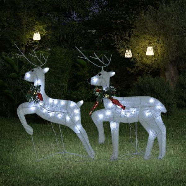 Christmas Reindeers 2 Pcs White 40 LEDs