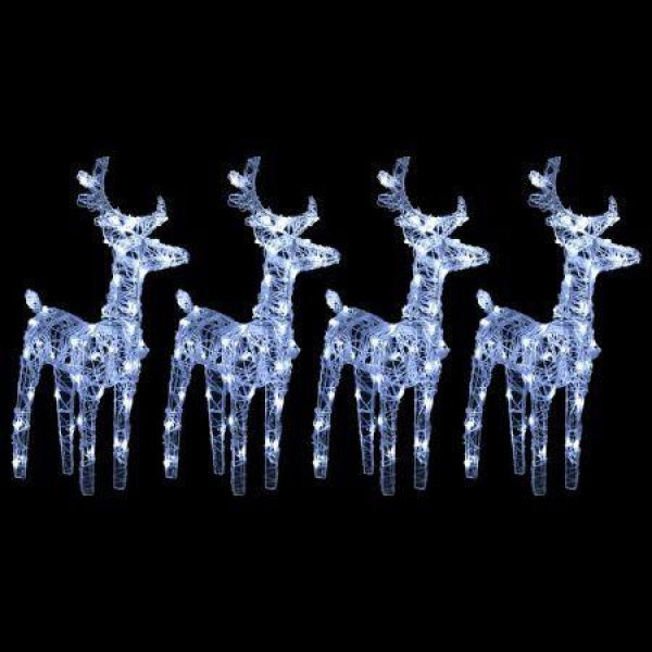 Christmas Reindeers 4 pcs Cold White 160 LEDs Acrylic