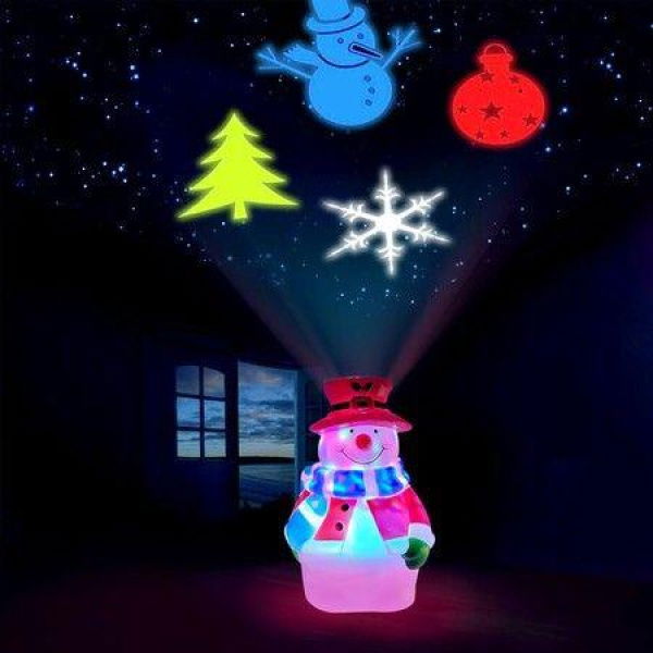 Christmas Snowman Projector Lights Decorative Projection Lamp With Snowflake SnowmanTree Ball Patterns For Night Decoration Xmas Party