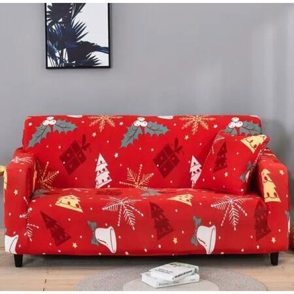 Christmas Sofa Cover Printed Sofa Couch Cover Washable Furniture Protector Christmas Home Room Festival Decoration Size 145-185cm