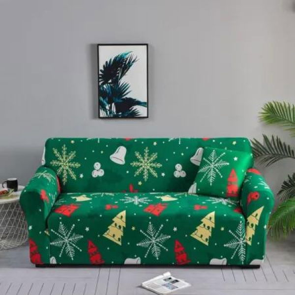 Christmas Sofa Cover Printed Sofa Couch Cover Washable Furniture Protector Christmas Home Room Festival Decoration Size 90-140cm