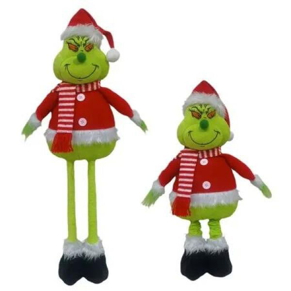 Christmas Standing Grinch, Xmas Stuffed Grinch Standing Figure with Extendable Legs for Christmas Floor Decor,1 Pack