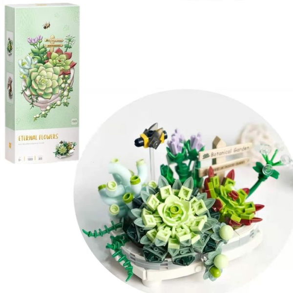 Christmas Succulent Bonsai Plant Flower Bouquet Building Kit Creative Gift (389 Pieces). Not Compatible With Lego.