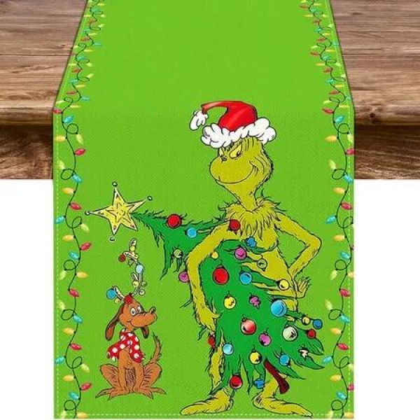 Christmas Table Runner Merry Christmas Holiday Season Winter Party Kitchen Xmas Fireplace Dining Room Home Decoration