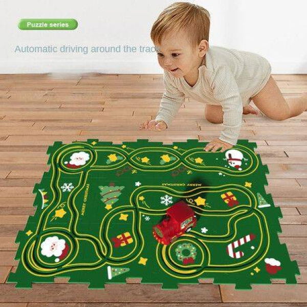 Christmas Theme DIY Assembling Electric Trolley, Funny Christmas Puzzle Track Play, Rail Car Building Toys,DIY Educational Montessori Toys (4+1)