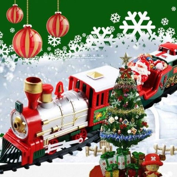 Christmas Train Set Around Tree With Light And Sounds