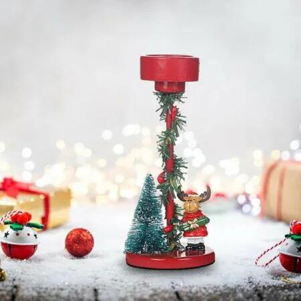 Christmas Tree Candle Holder Decor, Home Decor Pillar Christmas Tree Candles for Living Room