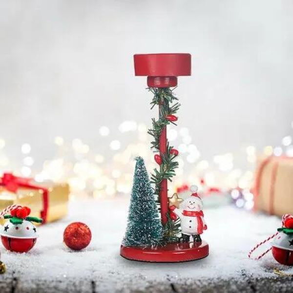 Christmas Tree Candle Holder Decor, Home Decor Pillar Christmas Tree Candles for Living Room