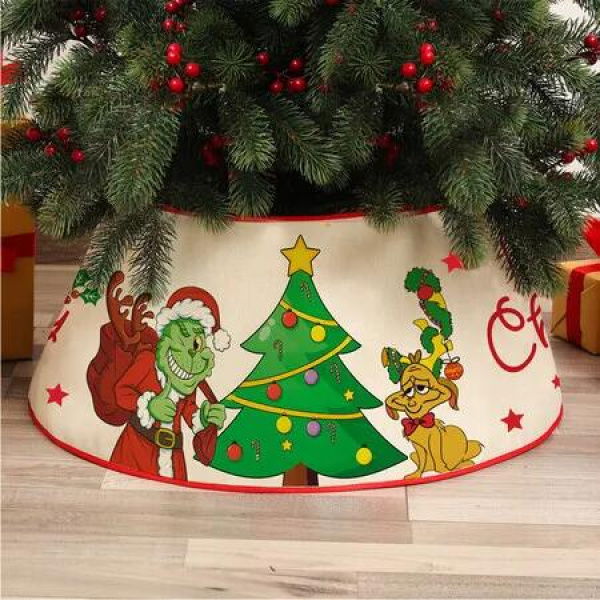 Christmas Tree Collar, 24in Christmas Tree Ring, Christmas Tree Base Cover with Classic Pattern, Xmas Tree Decorations for Home Indoor