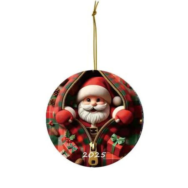 Christmas Tree Fun Santa Claus Decorations,Christmas Ornaments 2025 Painted Glass Style,Acrylic Hanging Decorations
