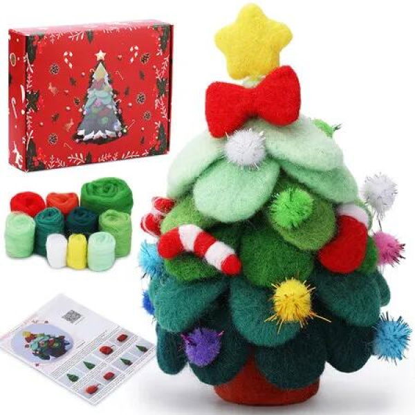 Christmas Tree Handmade Wool Felt Christmas Tree Ornaments DIY Desktop Decorations for Holiday Gift Ideas