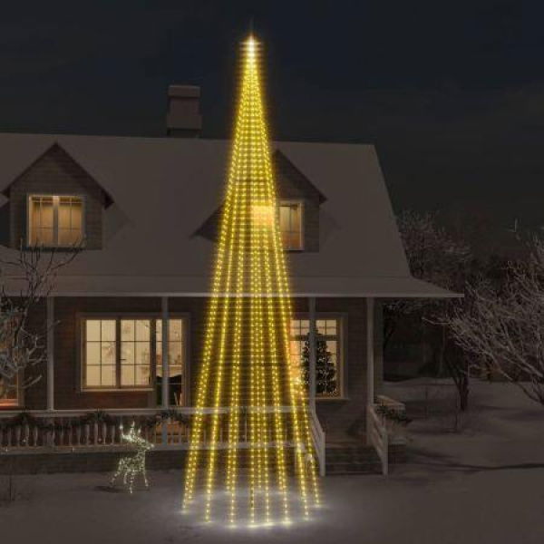 Christmas Tree On Flagpole Warm White 1134 LEDs 800 Cm