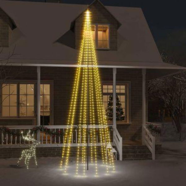 Christmas Tree On Flagpole Warm White 732 LEDs 500 Cm