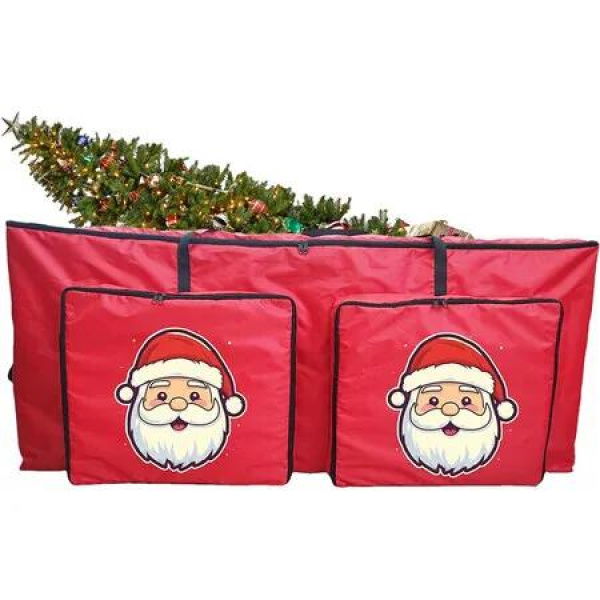 Christmas Tree Storage Bag 48 Inch Zippered Organizer for Holiday Decoration Storages, Seasonal Supplies with Carry Handles and Small Bags