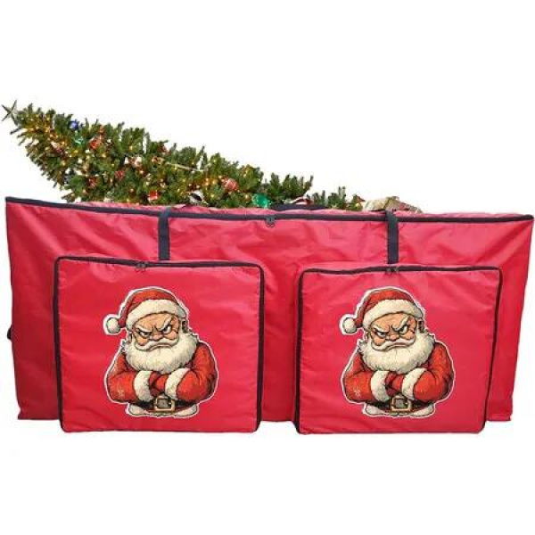 Christmas Tree Storage Bag 48 Inch Zippered Organizer for Holiday Decoration Storages, Seasonal Supplies with Carry Handles and Small Bags
