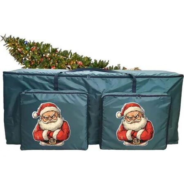 Christmas Tree Storage Bag 48 Inch Zippered Organizer for Holiday Decoration Storages, Seasonal Supplies with Carry Handles and Small Bags