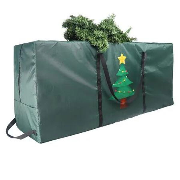 Christmas Tree Storage Bag Heavy Duty 600D Oxford Xmas Holiday Handles Dual Zipper Green Artificial Xmas Decoration 122x38x51cm Large Durable