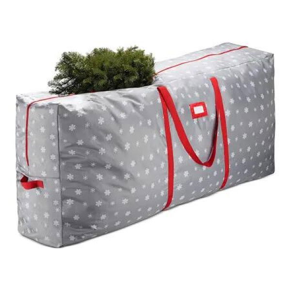 Christmas Tree Storage Bag Heavy Duty Plaid Container 165x38x76cm 210D Waterproof Silver Coated Oxford Cloth Xmas Decoration Organiser