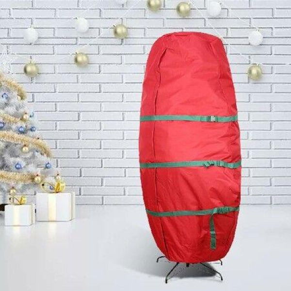 Christmas Tree Storage Bag Upright Furniture Dust Cover Waterproof Material Large Size Elastic Bandage 76 x 152 cm (Red)