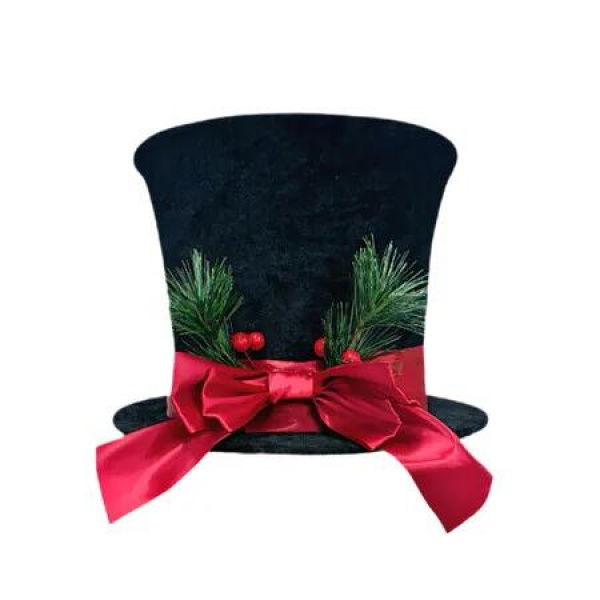 Christmas Tree Top Hat Decoration Black Tree Top Hat with Red Butterfly Ribbon Ideal For Christmas Tree Decorations And Festive Events