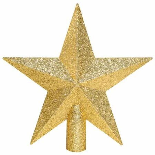 Christmas Tree Topper 20cm Gold Star Tree Topper,Glitter Shatterproof Christmas Tree Decoration