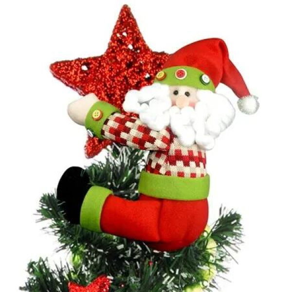 Christmas Tree Topper Santa Claus,Unique Holiday Xmas Decorations Funny Home Decor,Also Be Used As Curtain Tie and Hugger Wine Bottle