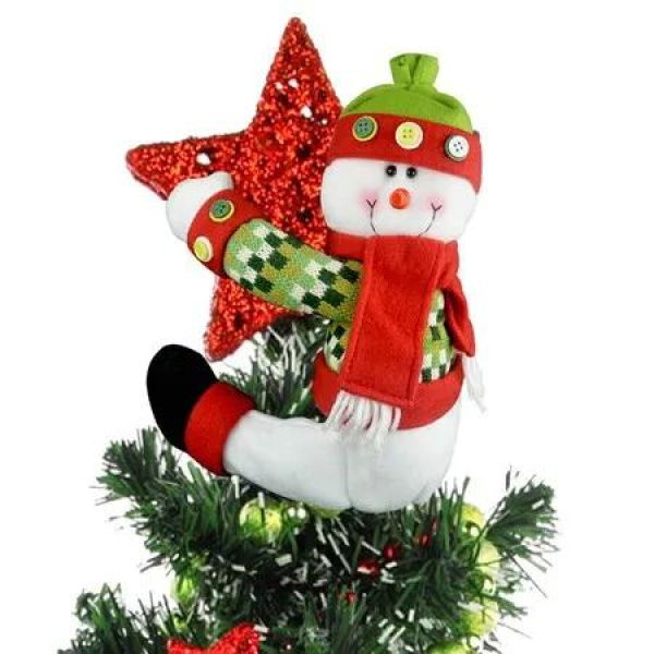 Christmas Tree Topper Snowman,Unique Holiday Xmas Decorations Funny Home Decor,Also Be Used As Curtain Tie and Hugger Wine Bottle