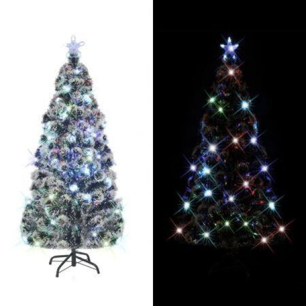 Christmas Tree With LEDs Green And White 180 Cm Fibre Optic