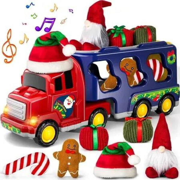 Christmas Truck Toys with light and Sound Effect Gifts for Boys & Girls 3+ Years Old