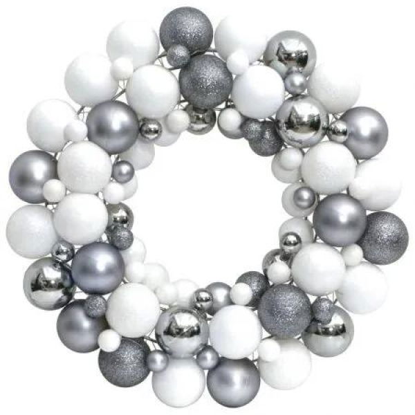 Christmas Wreath White and Grey 45 cm Polystyrene