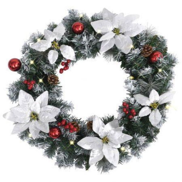 Christmas Wreath With LED Lights Green 60 Cm PVC