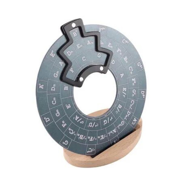 Circle of Fifths Wheel Metal Melody Tool Chord Wheel with Stand Holder,Music Theory Learning Tool for Musicians Songwriting (Grey)