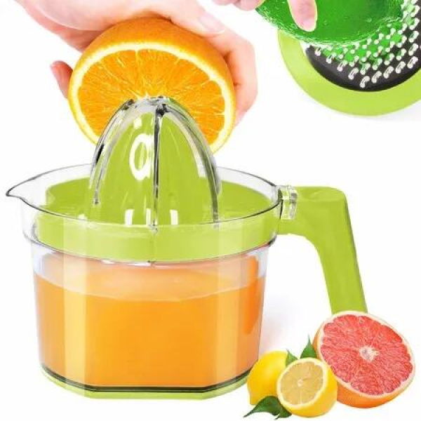 Citrus Juicer 4-in-1 Manual Juicer,Multifunctional Hand Juicers,Lemon Lime Squeezer with Comfortable Grip Handle,16.9 Ounce Capacity Orange Juicers,Green