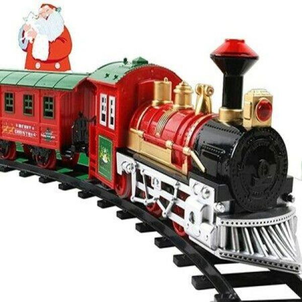 Classic Christmas Holiday Train Set with Lights Sounds for Festive Decoration Christmas Train Toy Gift for Kids and Adults