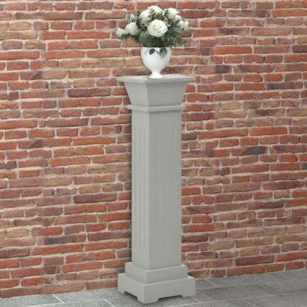 Classic Square Pillar Plant Stand Grey 17x17x66 Cm MDF