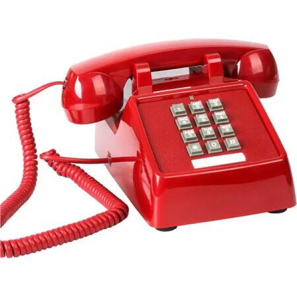 Classic Vintage Cord Phones for Landline Old Telephone with Mechanical Ringer Volume Control Retro Analog Desk Phone for Home House School,Red