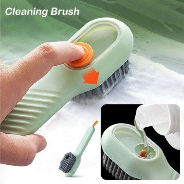 Cleaning Brush With Bristles Liquid Shoe Cleaning Brush Long Handle Shoe Clothes Board Brushes Household Cleaning Tools (1 Pack)