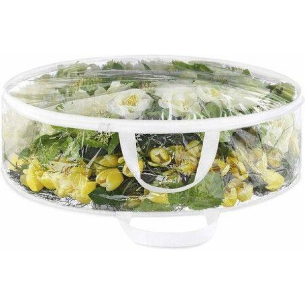 Clear 76*20cm Clear Wreath Storage Bags Plastic Wreath Bags with Dual Zippers and Handles for Christmas Thanksgiving Holiday Wreath Storage