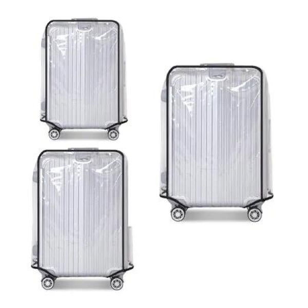 Clear PVC Luggage Cover Protectors,Transparent Waterproof Suitcase Sleeve for 20In+24In+28In Wheeled Suitcases (3PCS)