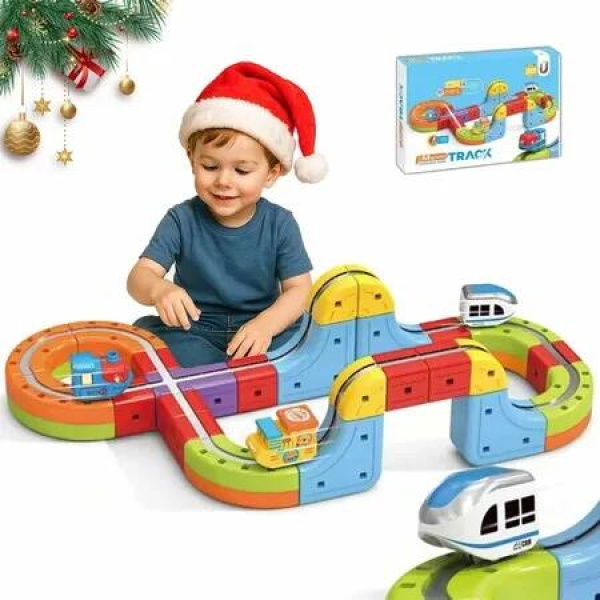 ClickRail Electric Train, ClickRail Electric Train Set, Magnetic Train Set, Track Fusion Train, Interactive Fun Play and Gifts for Christmas (26Pcs )