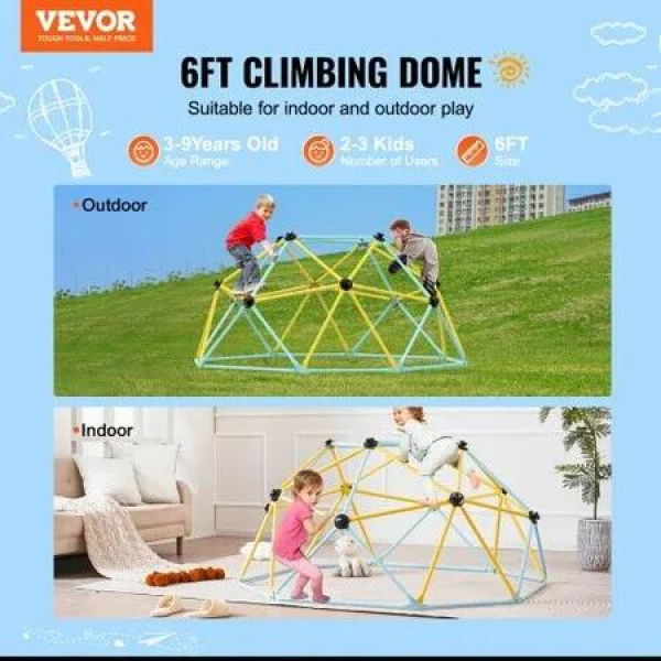 Climbing Dome 6FT Geometric Dome Climber Play Center for Kids 3 to 9 Years Old Jungle Gym Supports 600LBS and Easy Assembly with Climbing Grip