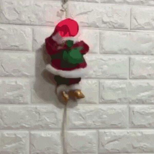 Climbing Santa Claus Christmas Decorations Ornament Up and Down Battery Operated Toy Light Music Sound Festive Holiday Gift