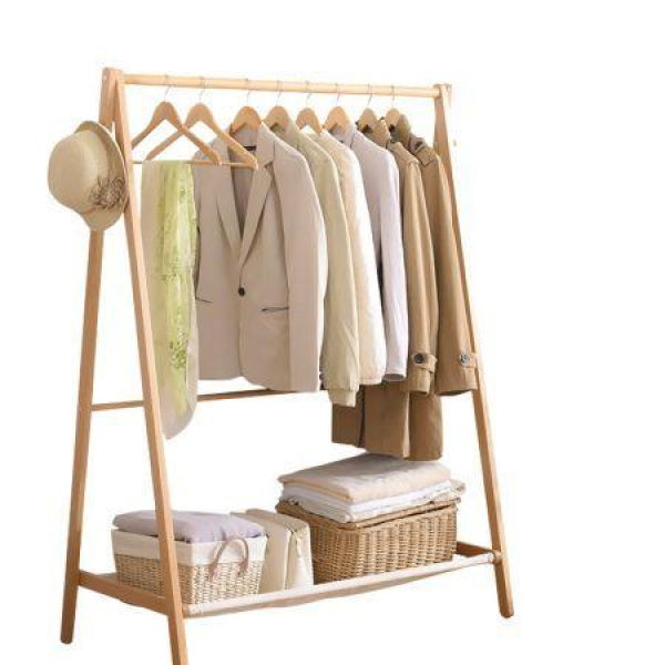 Clothes Rack Wooden Wardrobe Natural