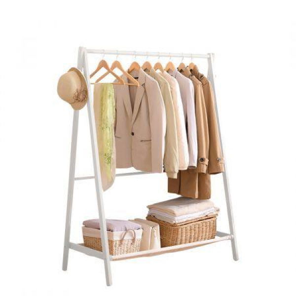 Clothes Rack Wooden Wardrobe White