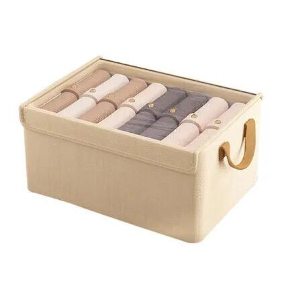 Clothes Storage Box with Lid,Layered Organizer For Home Closet,Foldable Storage Basket For Clothes Underwear,Pants,Toys,Daily Necessities Size L