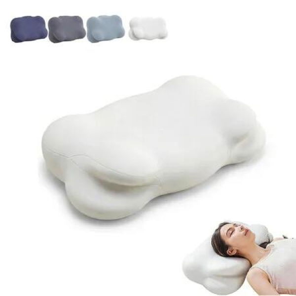 Cloud Pillow,Cloud Neck Pillow,Ergonomic Memory Foam Pillows,Adjustable Cervical Neck Support Pillow with Breathable Pillowcase (White)