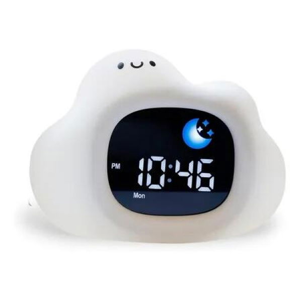 Clouds Alarm Clock Cute Touch Night Light 9 Colors & 6 White Noise Sounds Ok to Wake with Child Lock Sleep Training & Time Learning